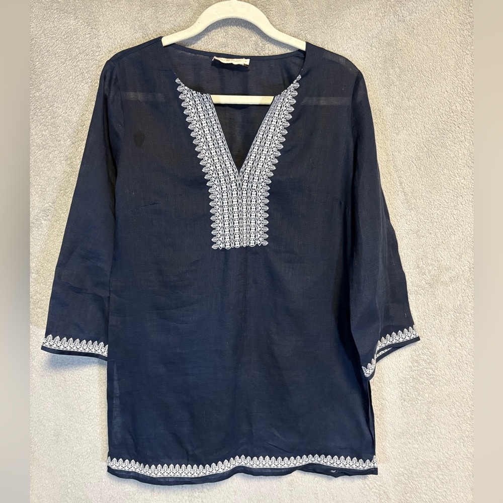 Tori Burch (size M) navy, linen coverup